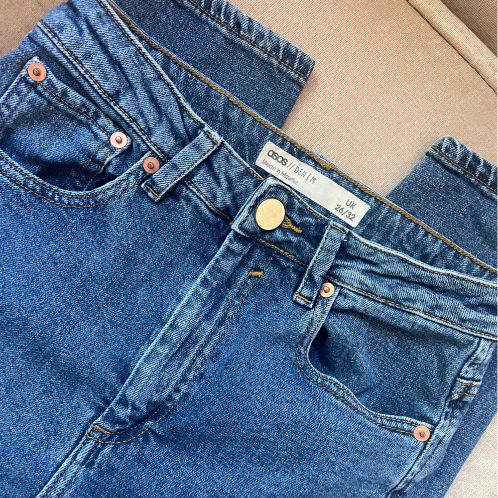 ASOS high rise ridley 'skinny' jeans in extreme dark stonewash blue